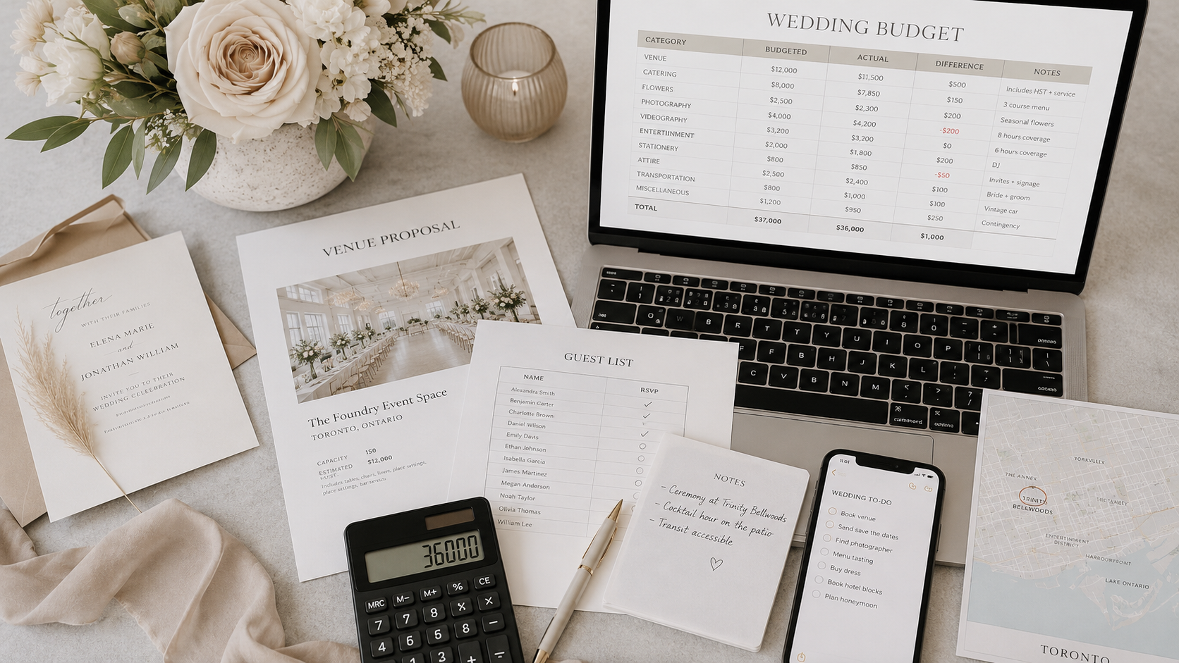 Estimateur du coût d’un mariage à Toronto et budget réaliste