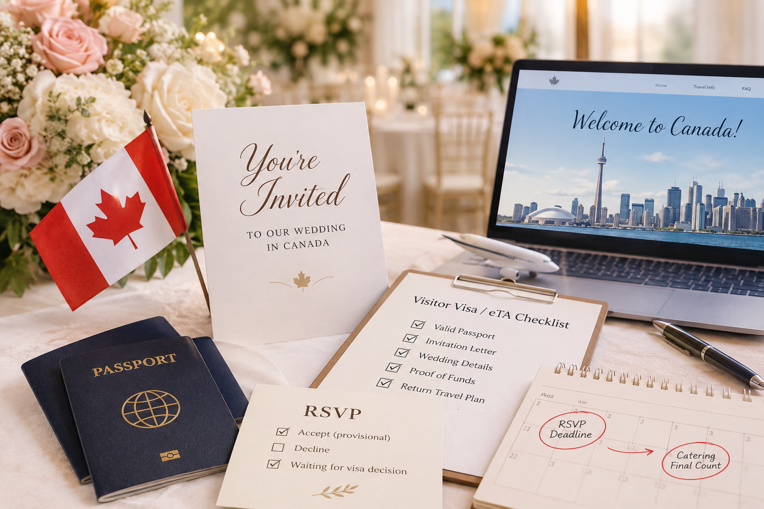 Inviter des proches de l’étranger à un mariage au Canada : visas, lettres d’invitation et délais de réponse