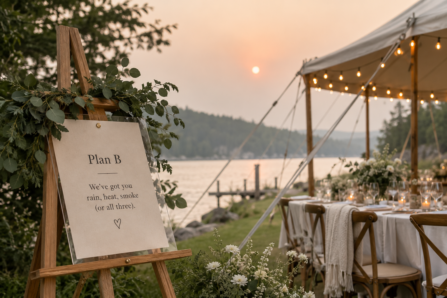 Fumée, chaleur et météo imprévisible : le plan B pour un mariage extérieur au Canada